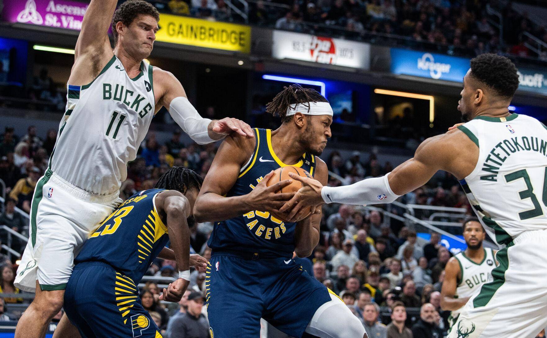 步行者险胜雄鹿，字母哥刷新纪录